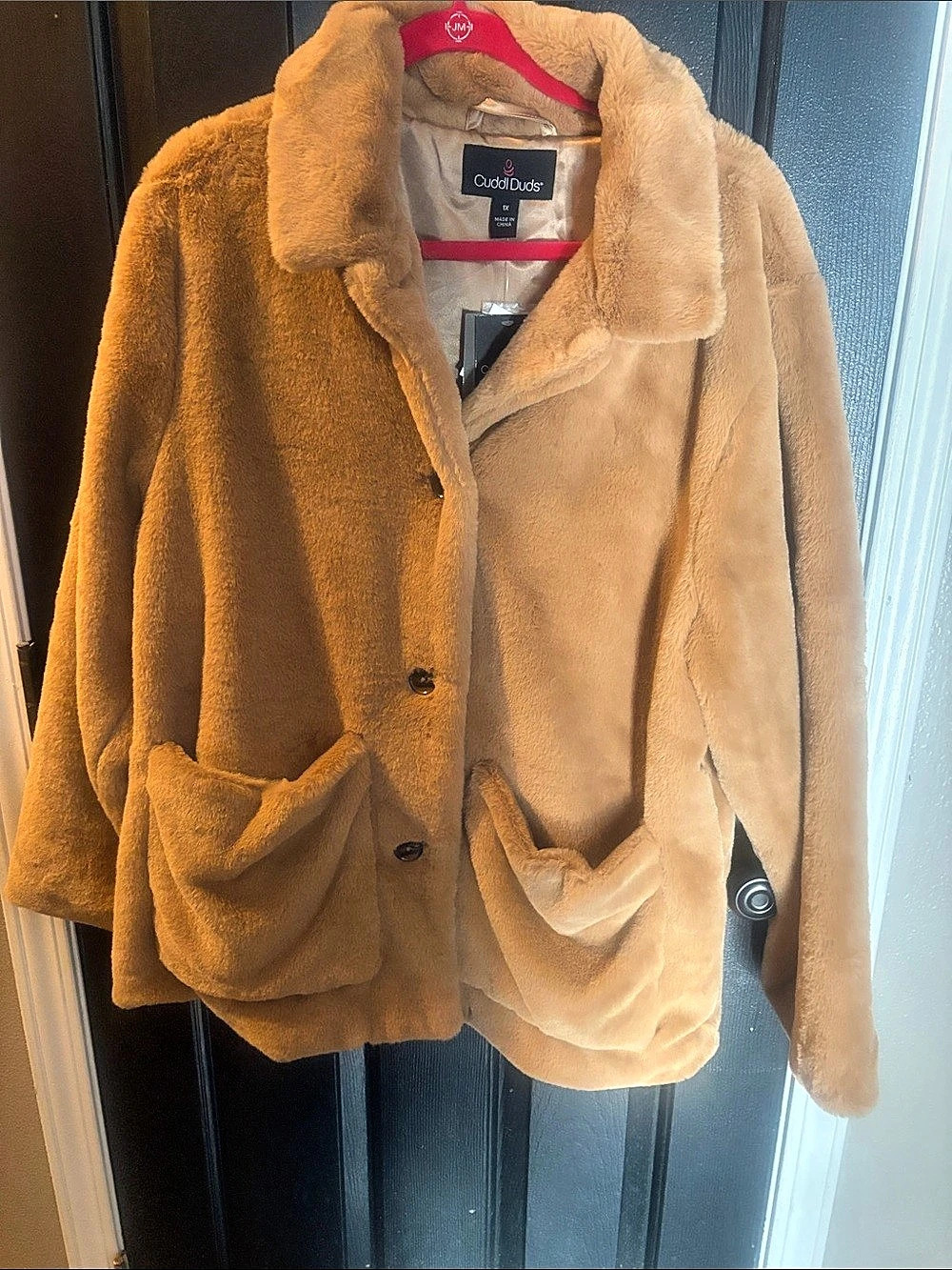 Cuddl Duds Everyday Luxe Faux Fur Shirt Jacket Tan with plush faux fur fabric, c